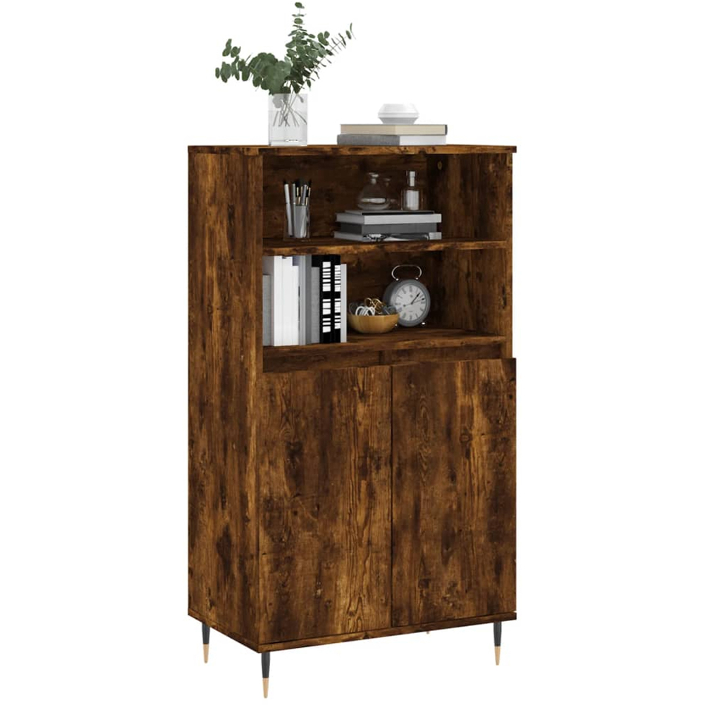 vidaXL 2 Door 2 Shelf Smoked Oak Highboard Image 3