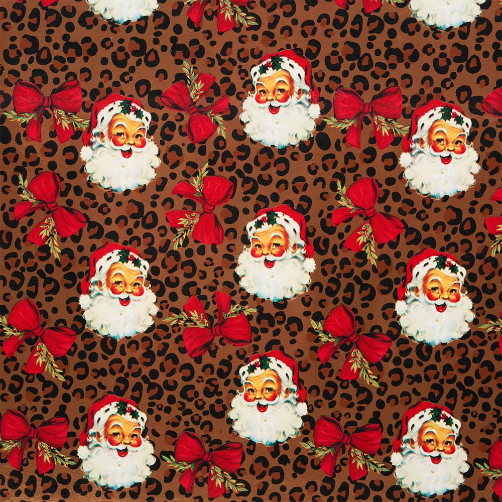 Leopard Print Santa Gift Wrapping Paper Image 3