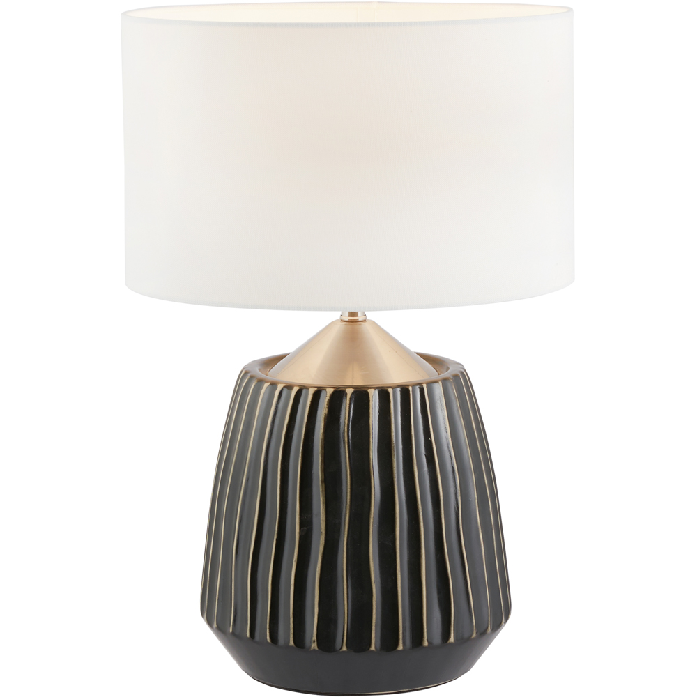 Pacific Lifestyle Artemis Black Textured and Brushed Silver Ceramic Table Lamp Image 3