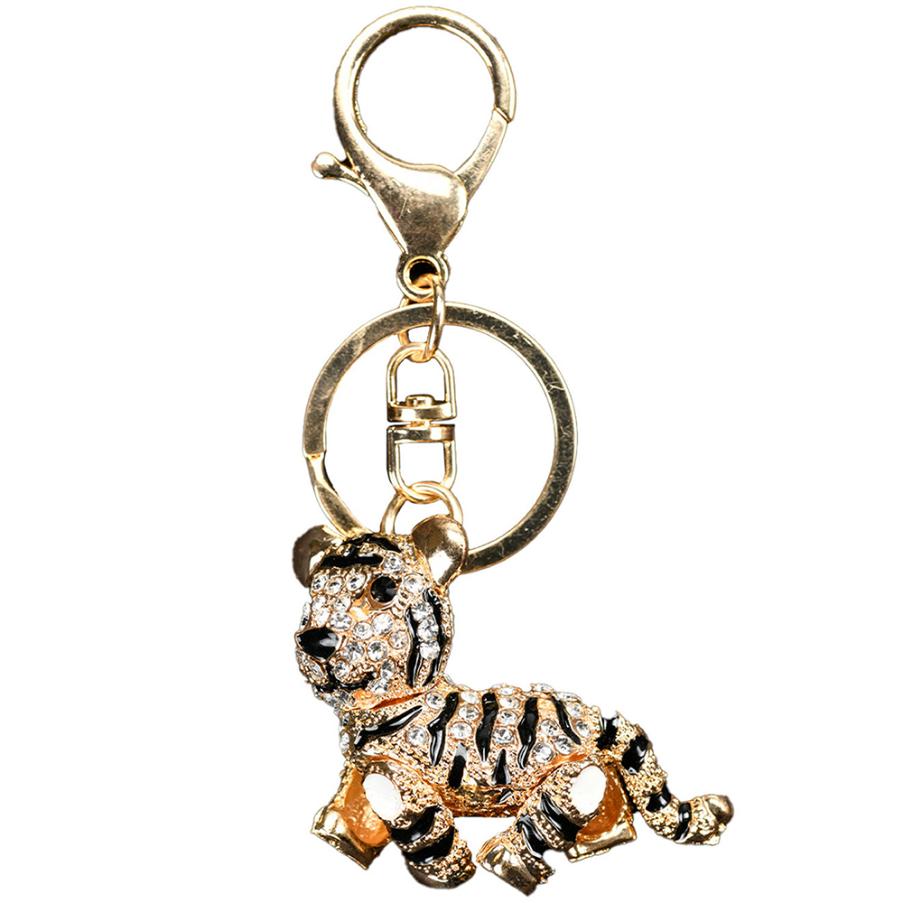 Tiger Charm Keyring - Gold Image