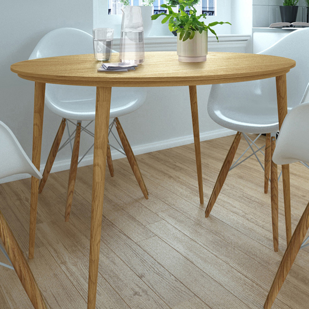 Loft24 Monza 4 Seater Oak Round Dining Table Image 1