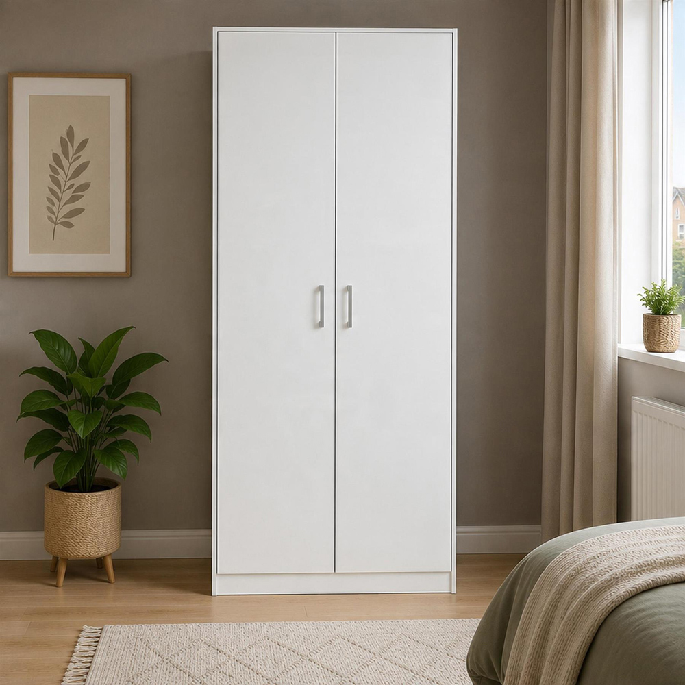 Home Source Aria 2 Door White Wardrobe Image 6