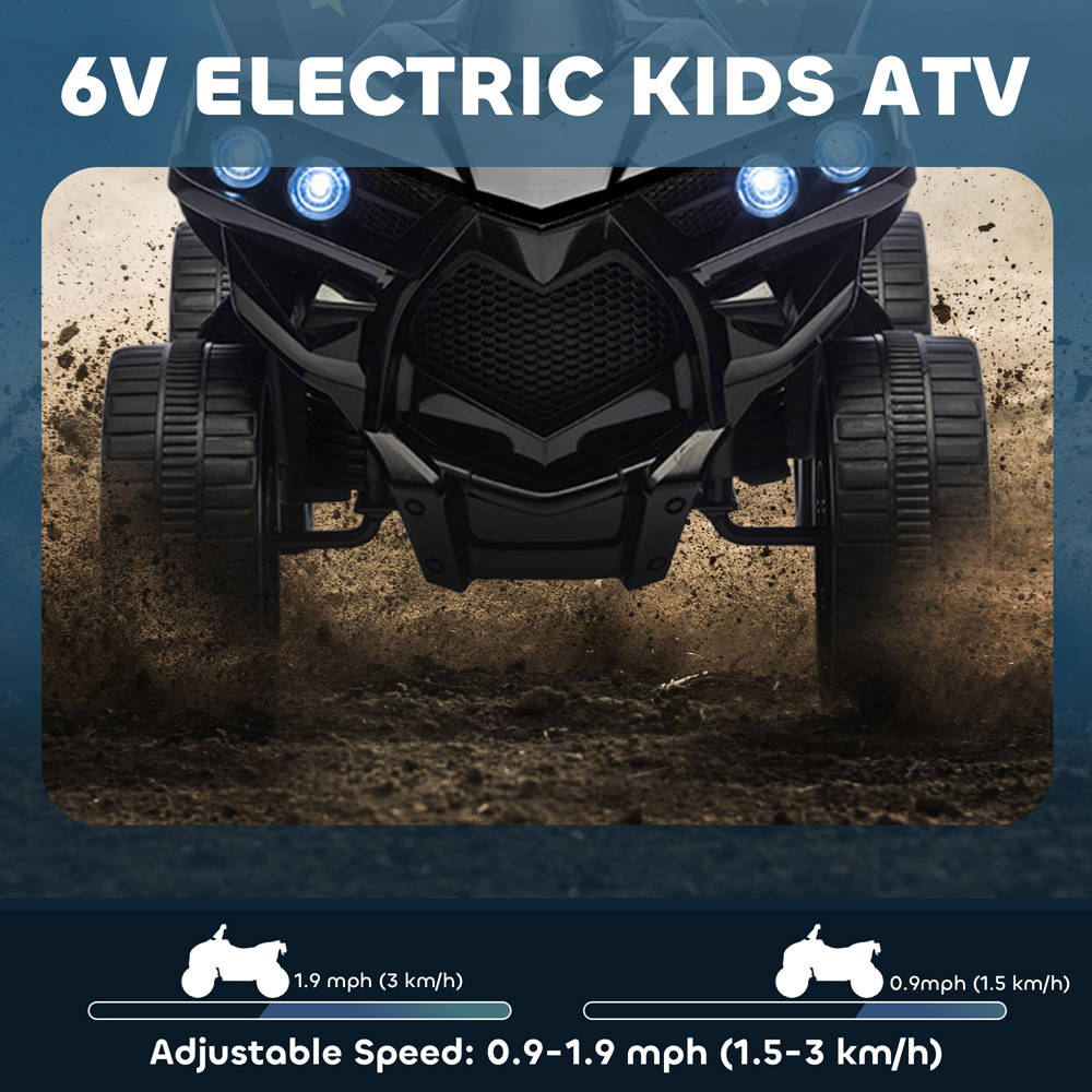 Tommy Toys AIYAPLAY Kids Black Ride On ATV Quad Bike 6V Image 8