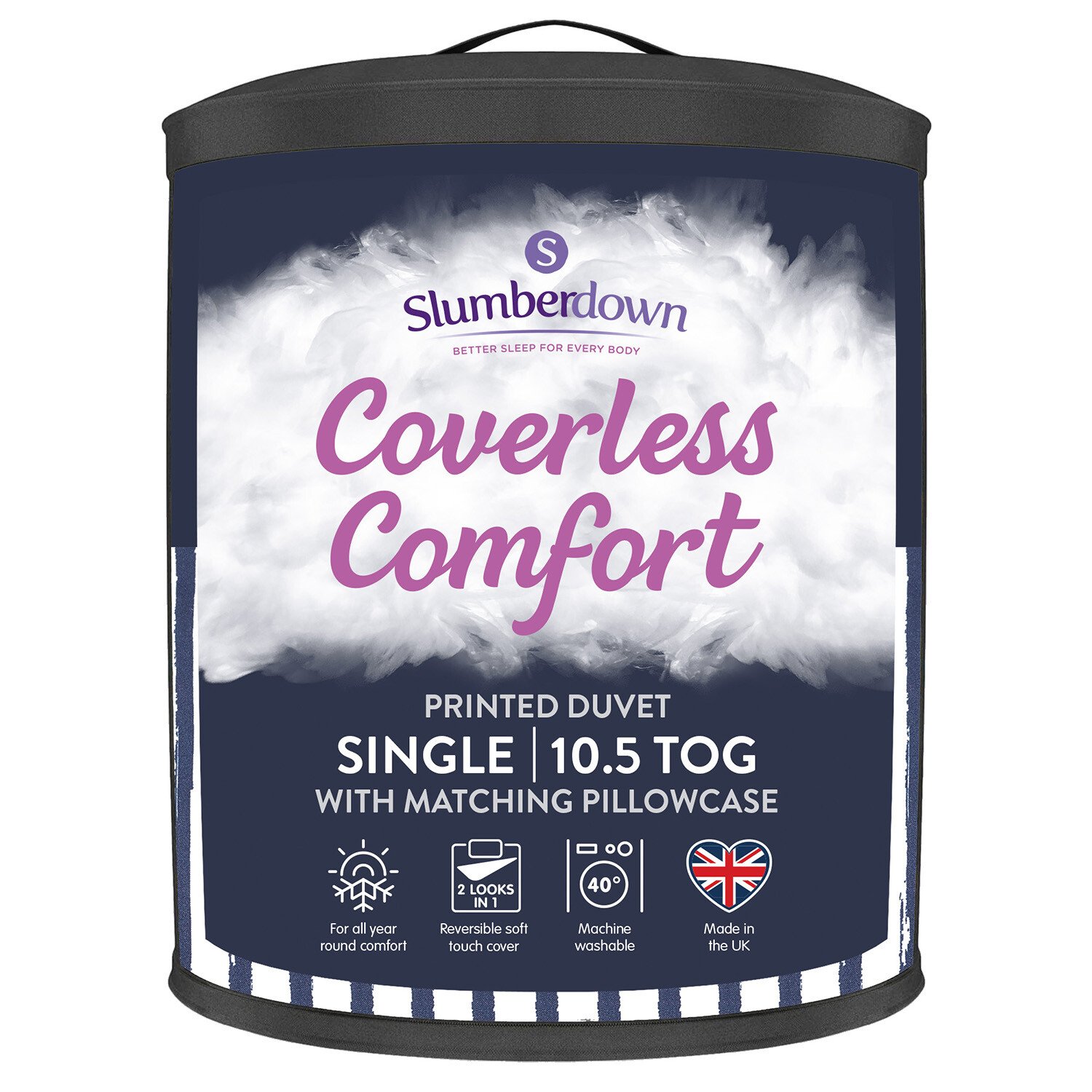 Slumberdown Coverless Comfort Duvet with Pillowcase - Navy / Single Image
