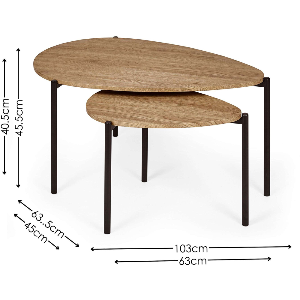 Julian Bowen Lorette Oak Effect Teardrop Nest of Tables Set of 2 Image 9