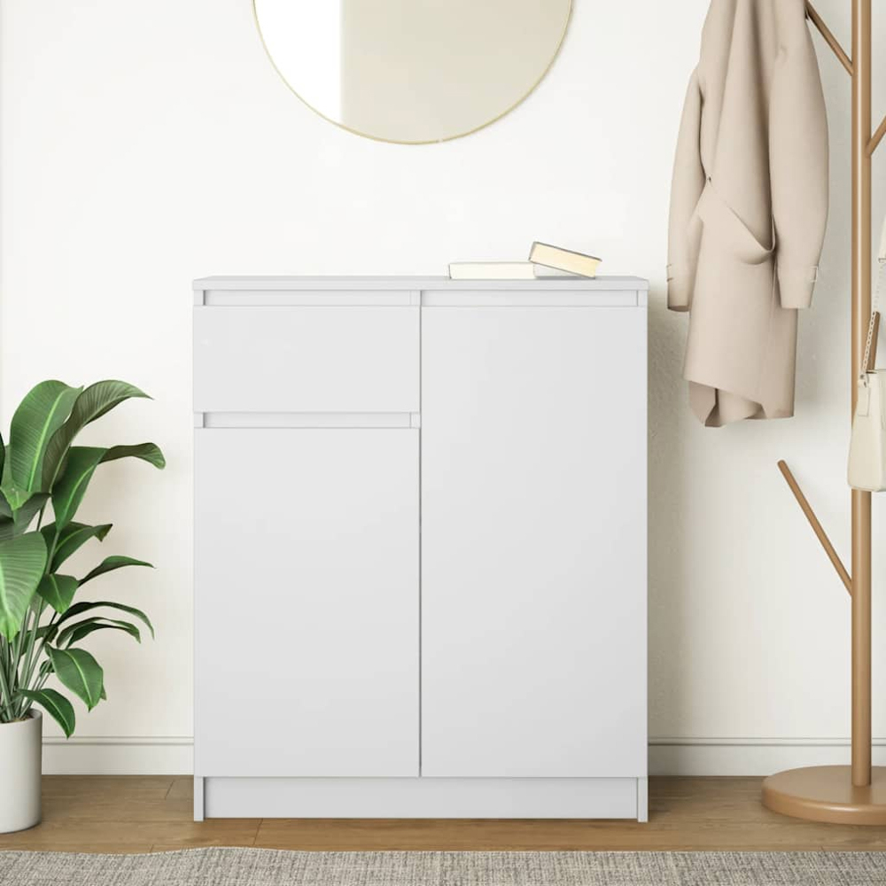 vidaXL 2 Door Single Drawer White Sideboard Image 9