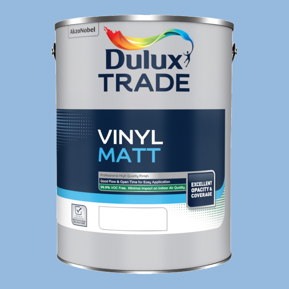 Dulux Trade Blue Babe Walls and Ceilings Vinyl Matt Paint 5L Image 2