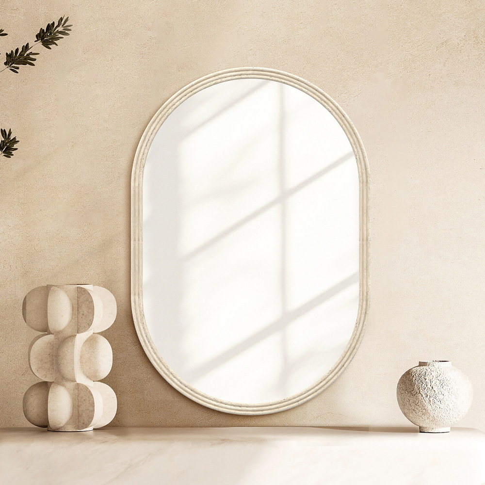 Ridged Oval Mirror Neutral Image 2