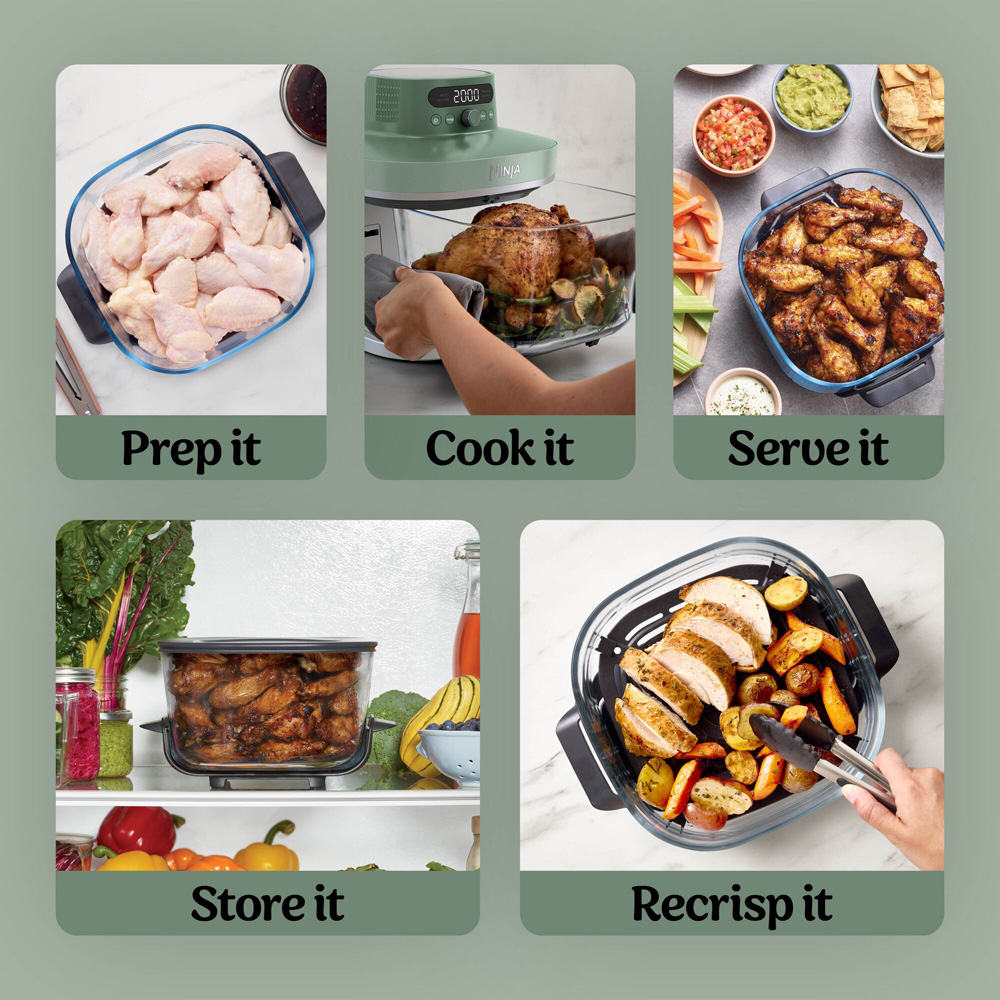 Ninja CRISPi PRO AS090UKGN 5-in-1 Moss Green Dual 8L Glass Air Fryer Image 8