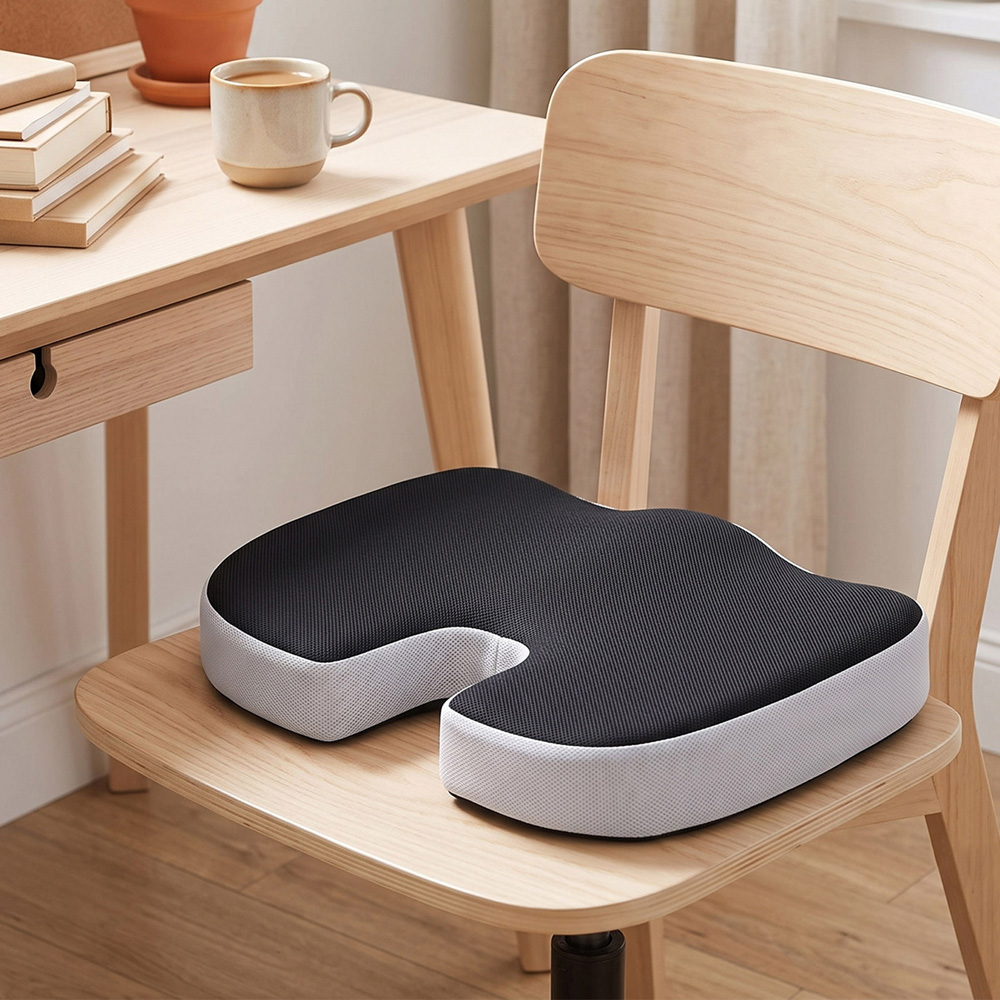 Living and Home Black and Grey Memory Foam Seat Cushion 43 x 35cm Image 7