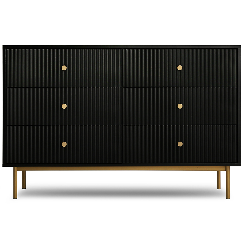 6 Drawer Black Chest of Drawers Image 2