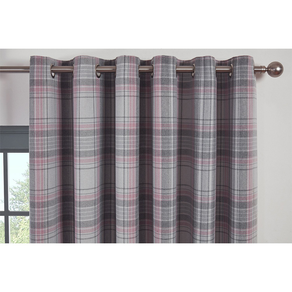 Divante Blush Hatfield Check Blackout Eyelet Curtains 229 x 229cm Image 3