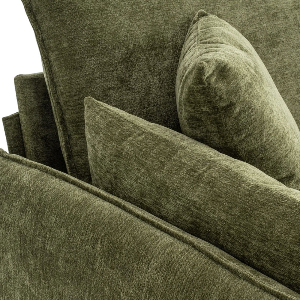 Living and Home 2 Seater Sofa Green Chenille with Throw Pillows Image 6