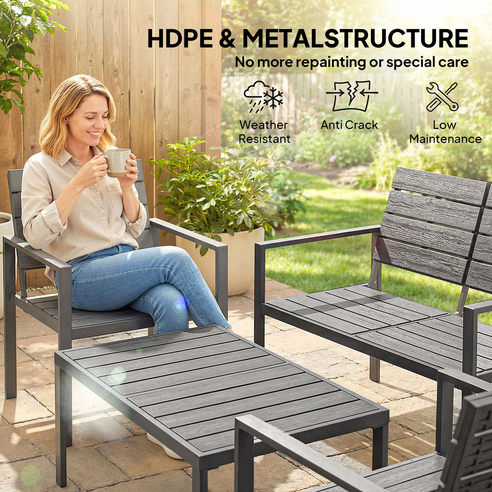 Outsunny 4 Seater Dark Grey Garden Sofa Set Image 7