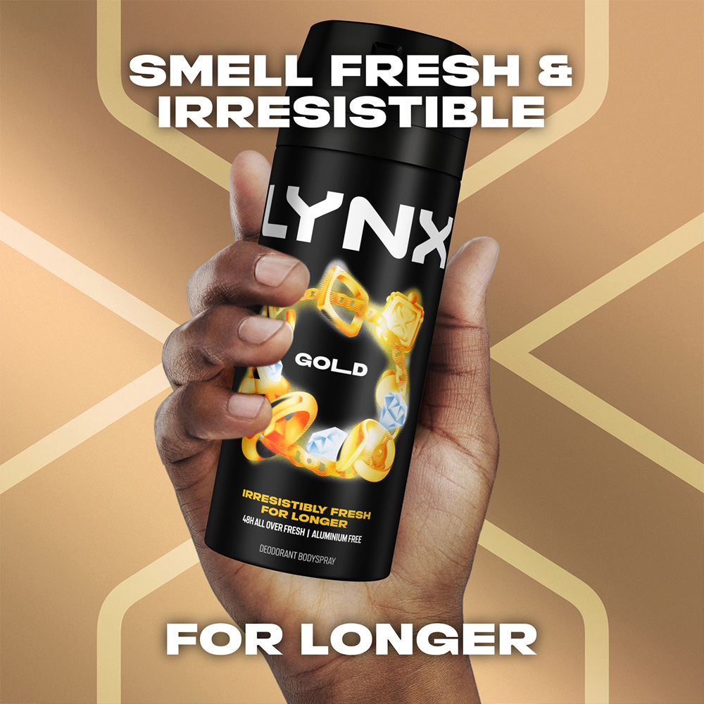 Lynx Gold Oud Wood and Fresh Vanilla 48H Protection Deodorant Body Spray 150ml 3 Pack Image 6