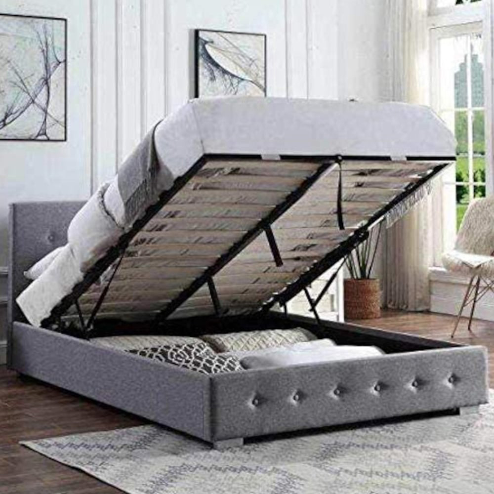 Home Treats Small Double Grey Ottoman Storage Bed with Mattress Image 5