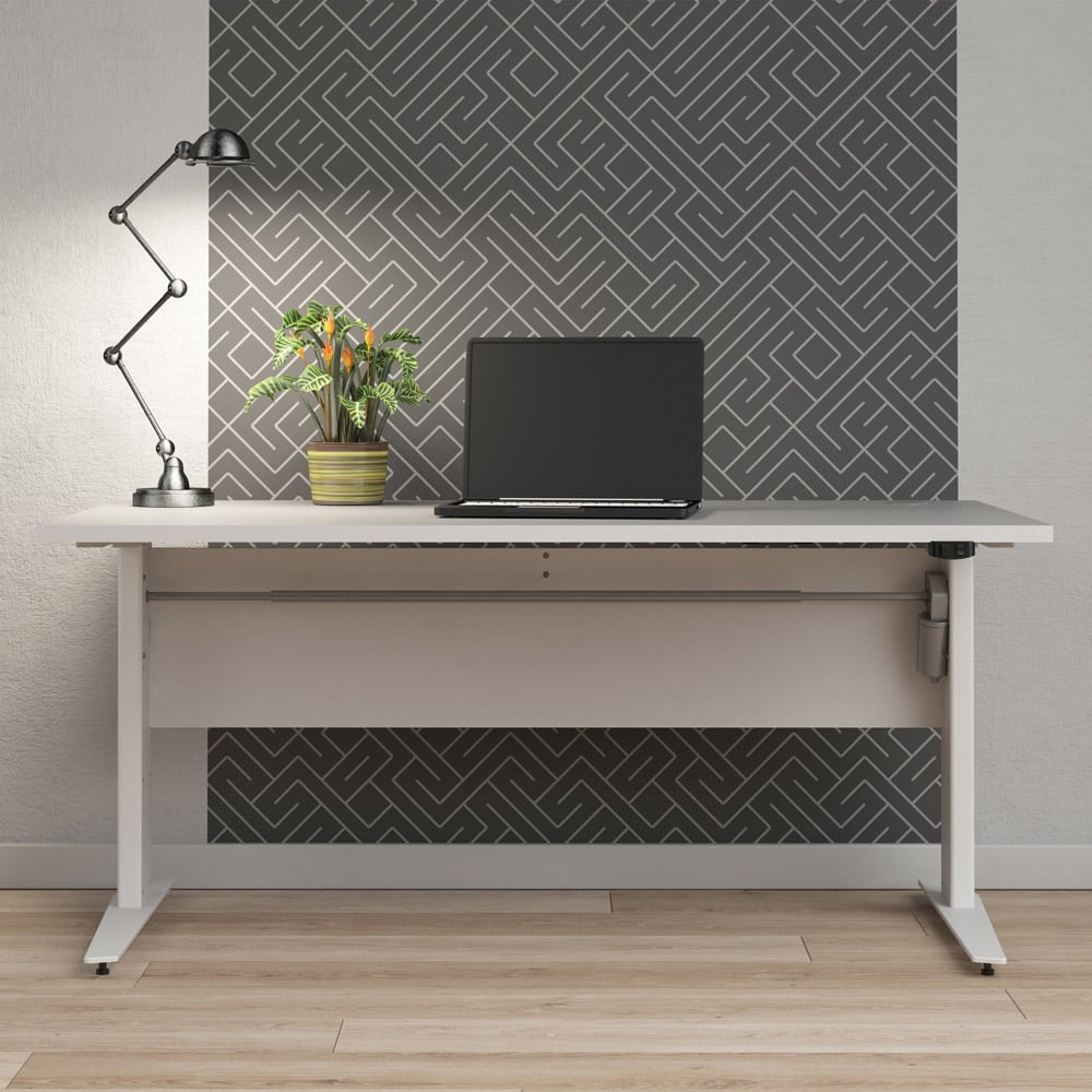 Florence Electric Height Adjustable Desk White and Silver Grey Image 9
