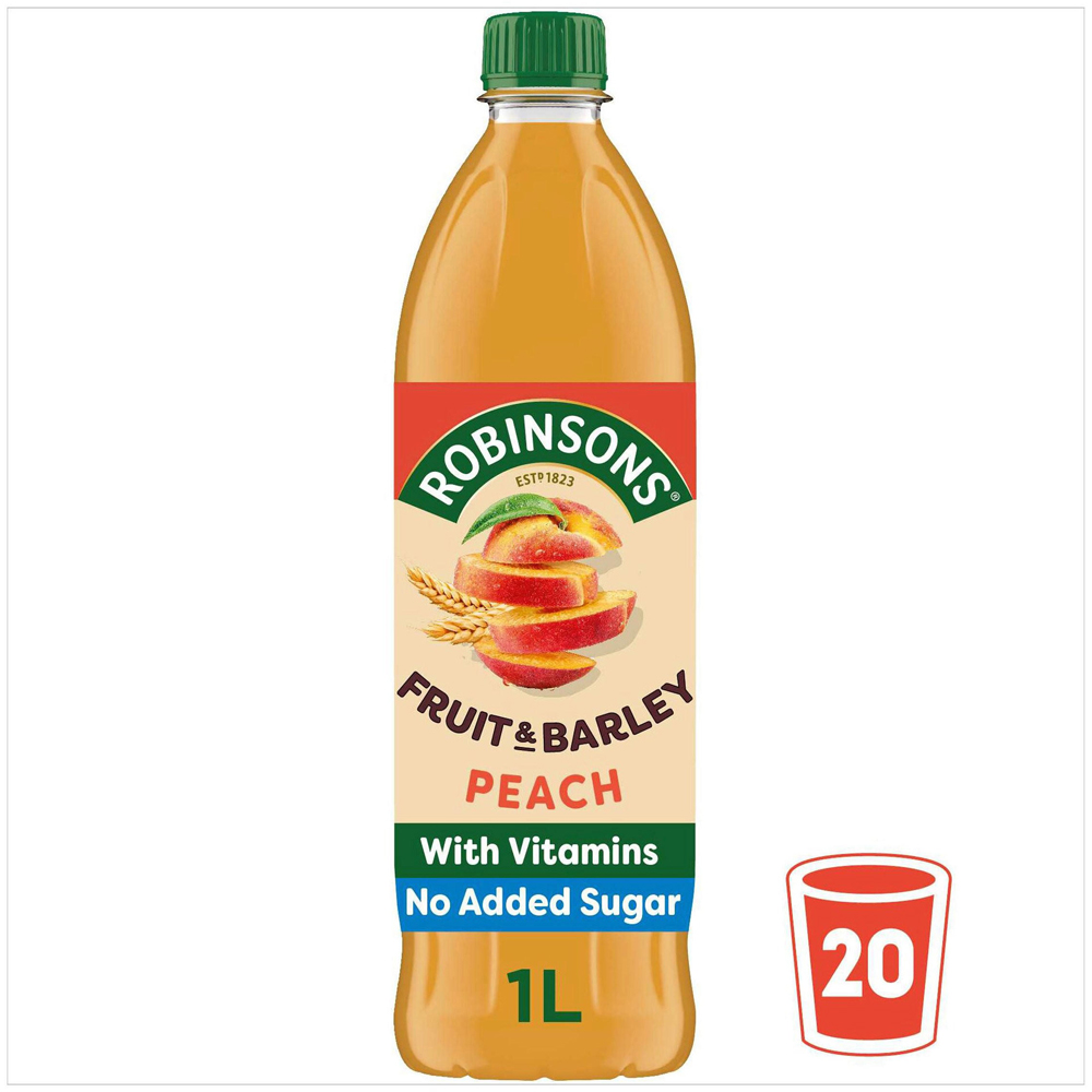 Robinsons Fruit and Barley Peach No Added Sugar Squash 1L Image 2