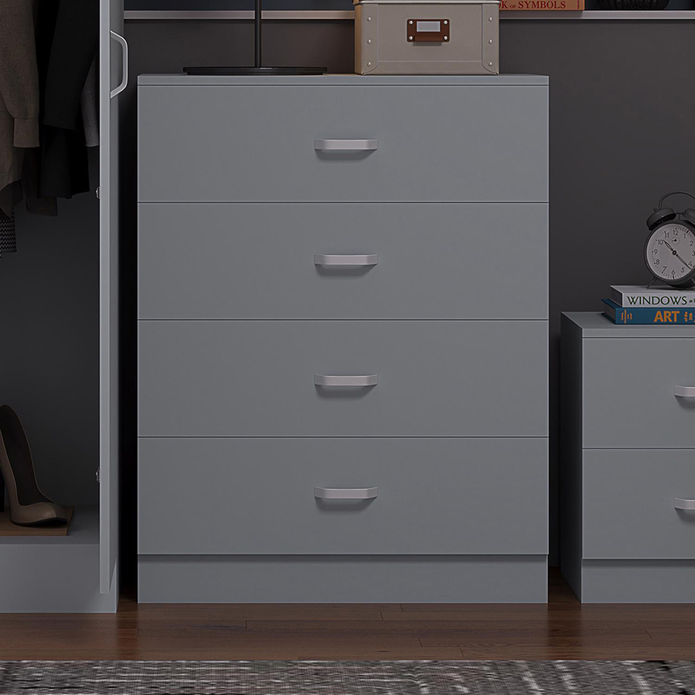 FWStyle Tunis 4 Drawer Matt Grey Chest of Drawer Image 4