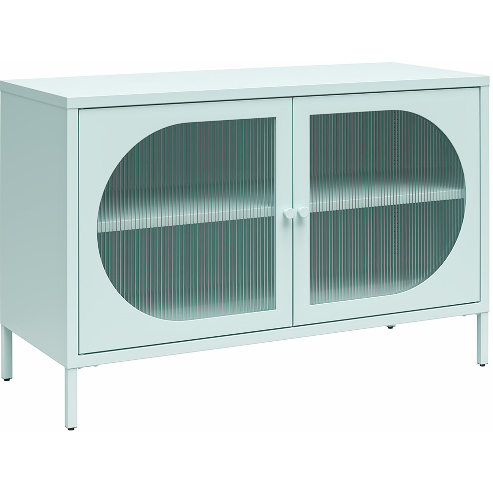 Dorel Luna 2 Door Sky Blue Fluted Glass Wide Accent Cabinet Image 2
