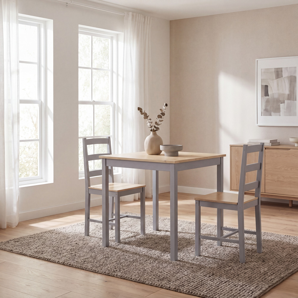 VIDA DESIGNS Yorkshire 2 Seater Dining Set Grey and Pine Image 3
