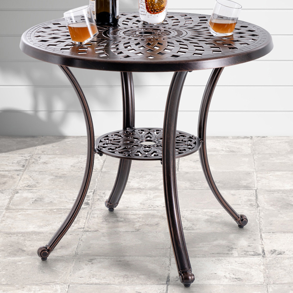 Costway Copper Patio Cast Aluminium Table with Umbrella Hole Image 1