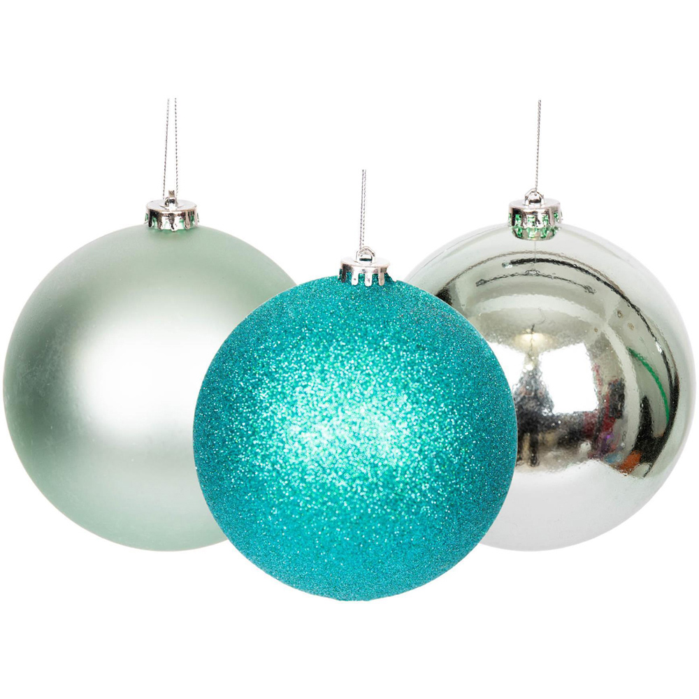 Shatchi Turquoise 10cm Luxury Bauble 6 Pack Image 2