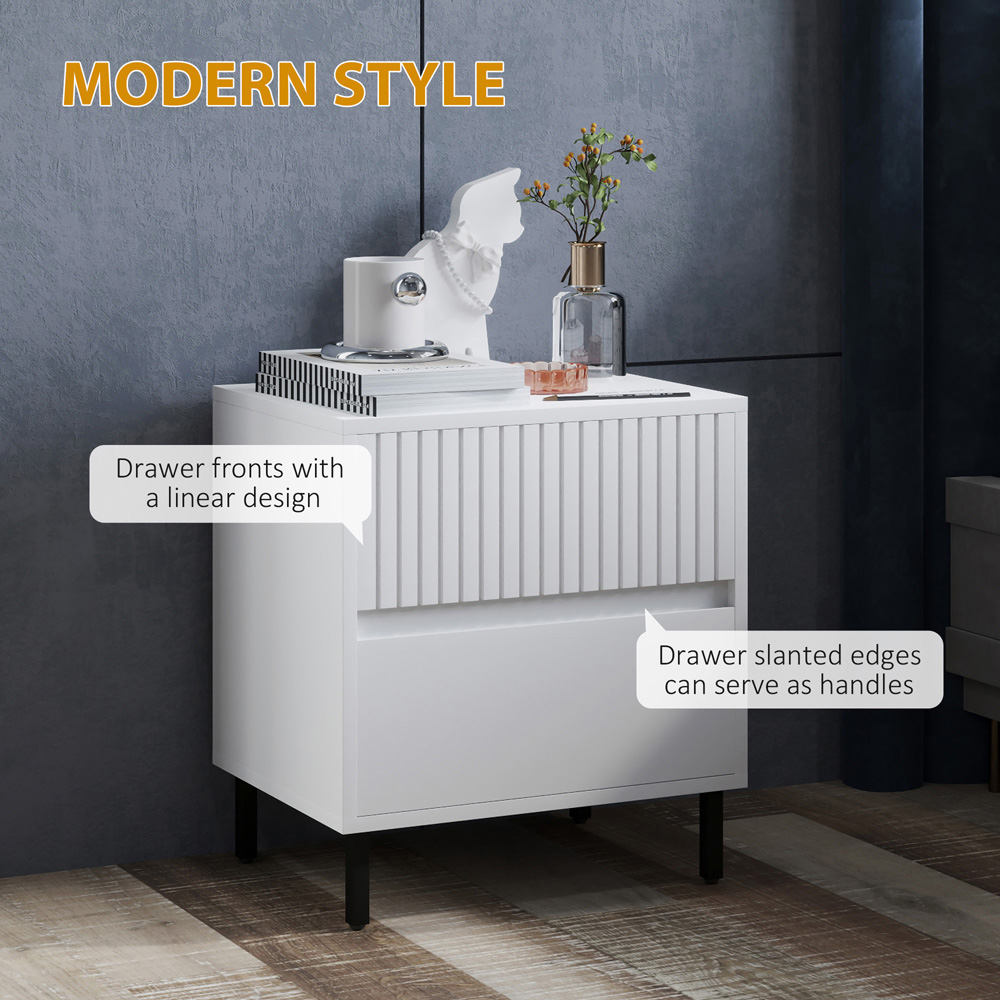 Portland 2 Drawer White Bedside Table Image 7