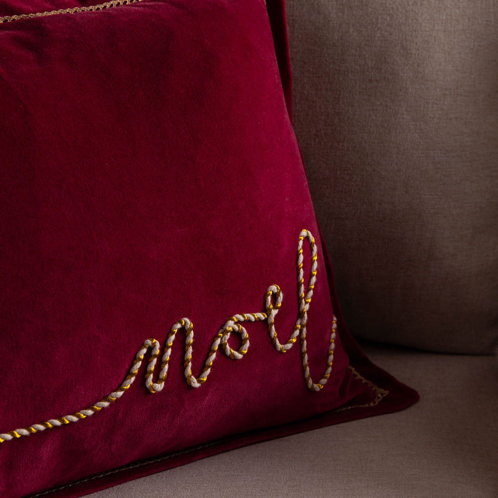 Paoletti Winter Noel Applique Red Velvet Cushion 40 x 60cm Image 4
