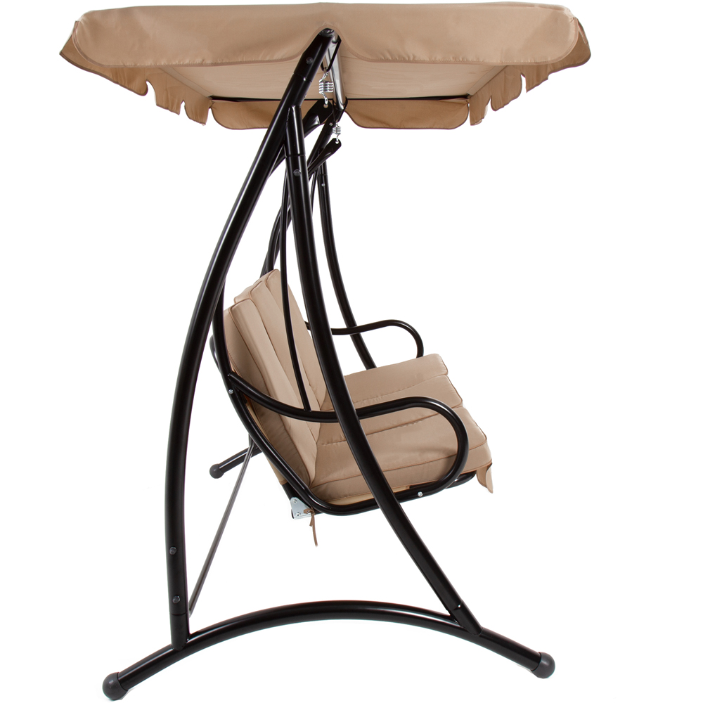 Charles Bentley 3 Seater Cream Garden Swing Seat with Canopy Image 3