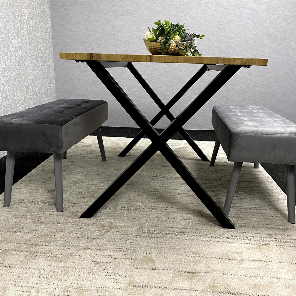 Kosy Koala 4 Seater Wood and Velvet Rectangular Dining Bench Set Image 5