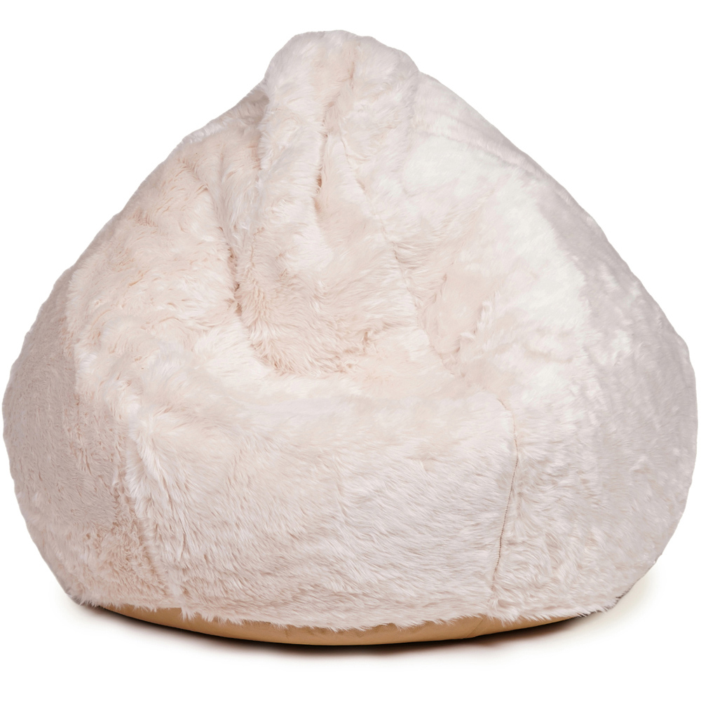 Kaikoo Areya Cream Faux Fur XL Drum Footstool Image 3