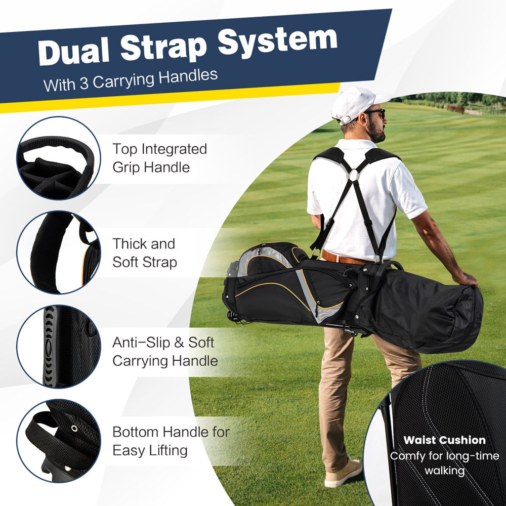 Costway 8 Way Dividers Golf Stand Bag with 7 Zippered Pockets Image 4