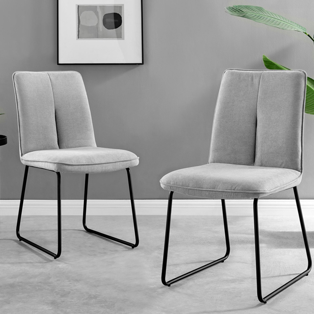 Furniturebox Arona Harley 6 Seater Round Dining Set Light Grey and Black Image 3