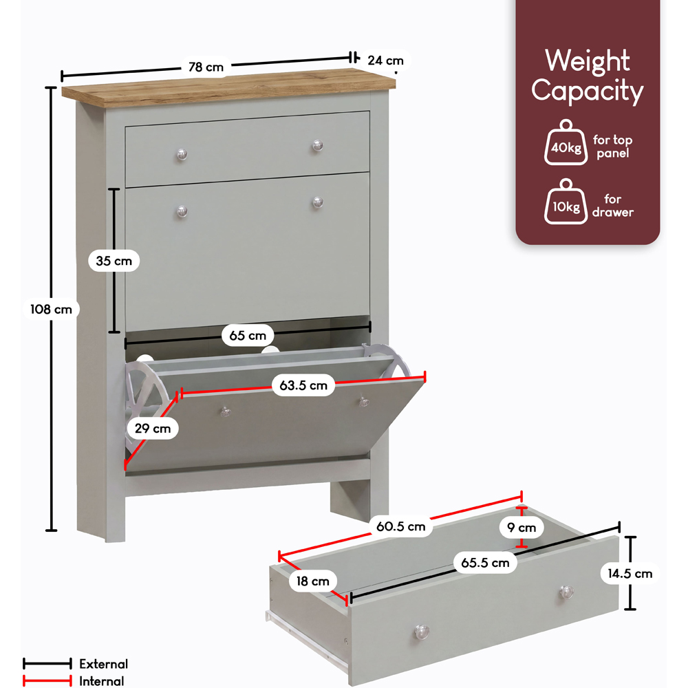 VIDA DESIGNS Arlington Grey Shoe Cabinet Image 9