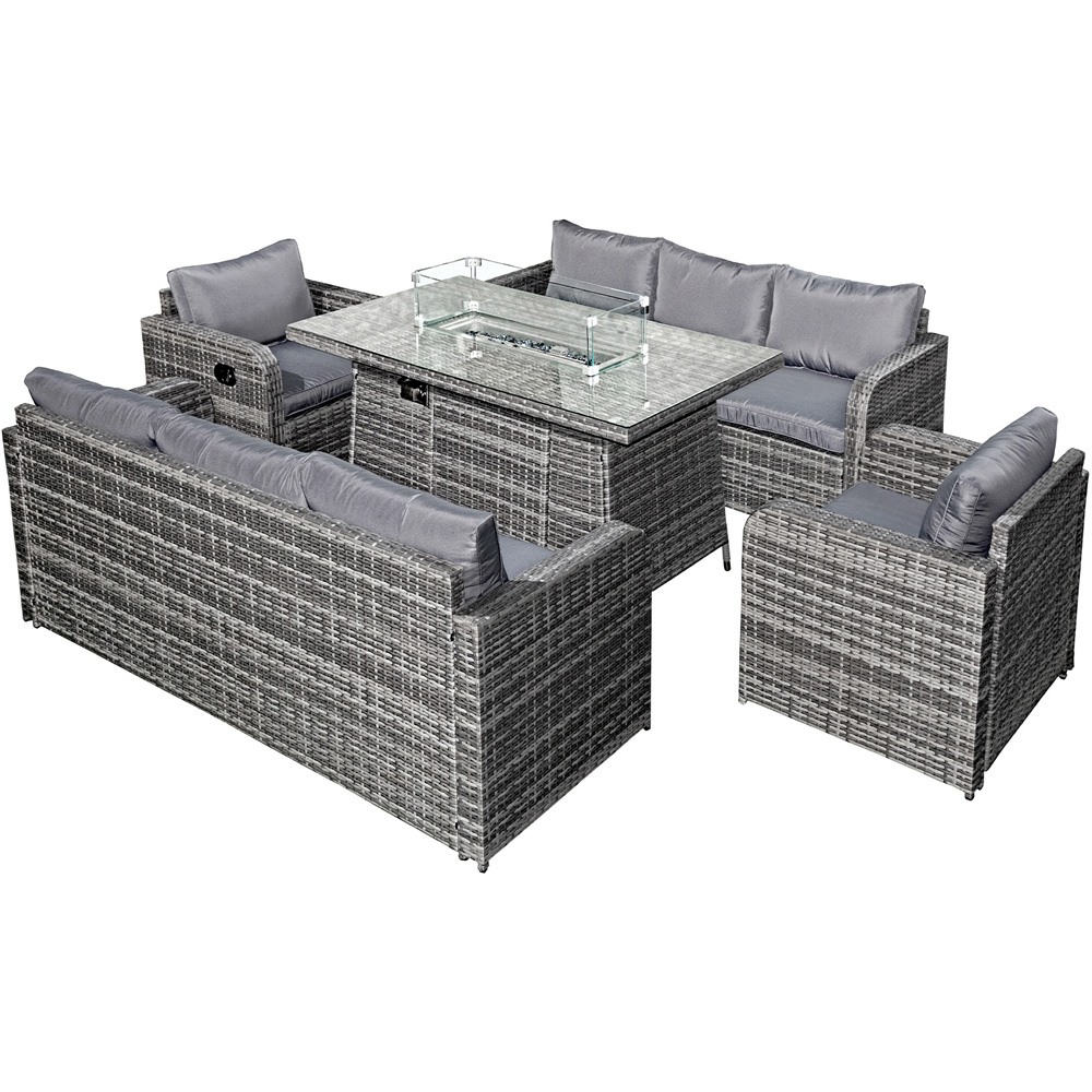 Oseasons Amalfi 8 Seater Mixed Grey Rattan Sofa Set with Firepit Image 2