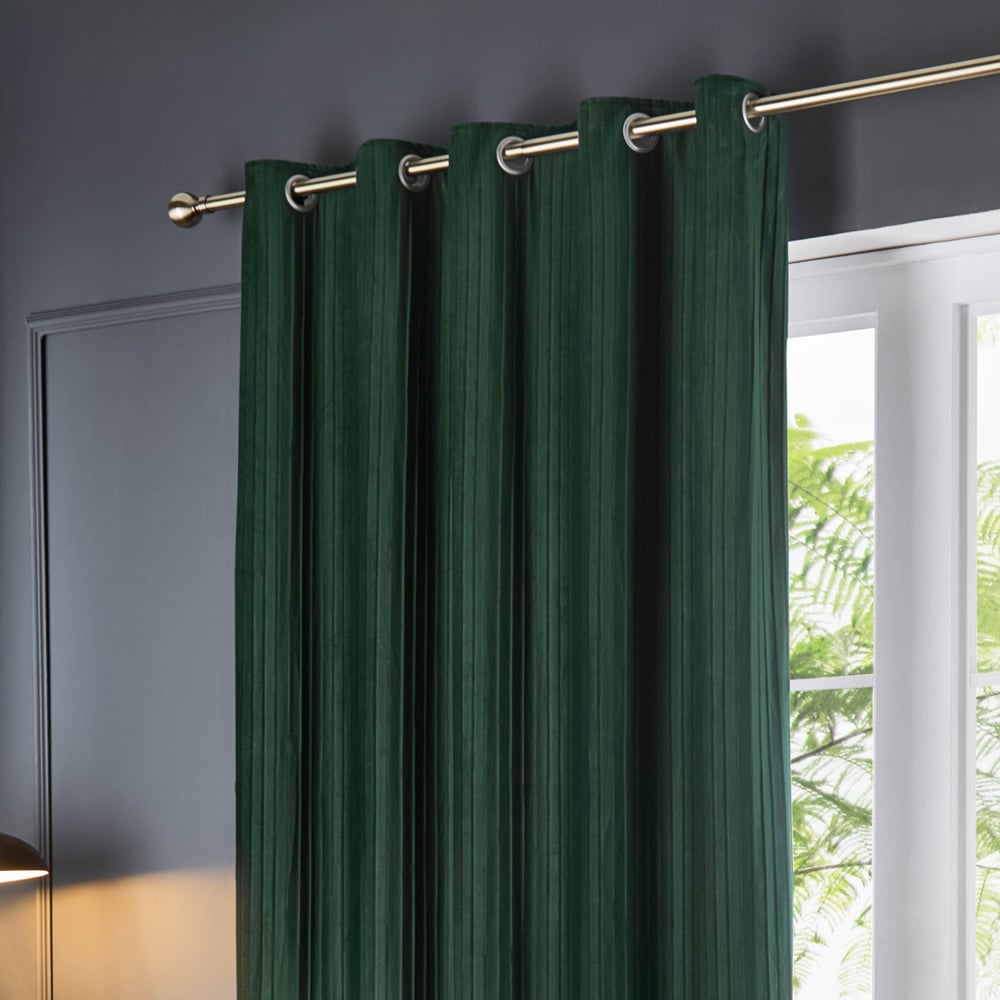 Paoletti Corinthian Green Velvet Eyelet Curtains 117 x 137cm Image 2
