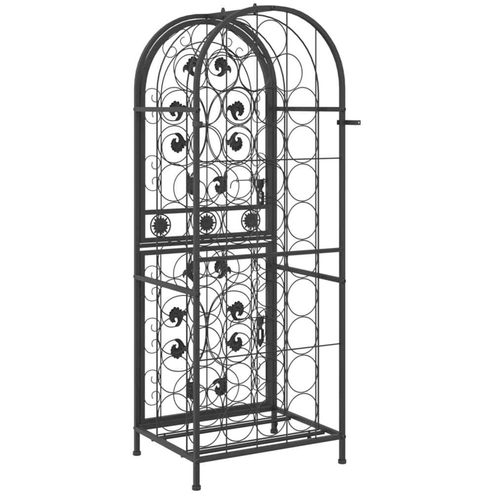 vidaXL 41 Bottle Black Lockable Freestanding Wine Rack Image 3