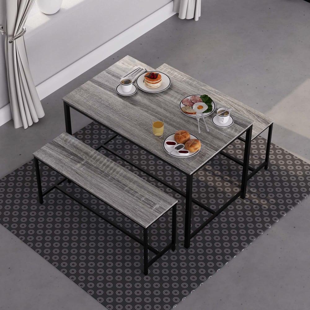 Vida Designs Brooklyn 4 Seater Metal Frame Dining Bench Set Grey Image 7