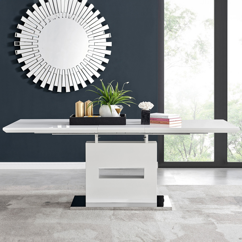 Furniturebox Arenzano 6 Seater Extending Dining Table White High Gloss Image 5
