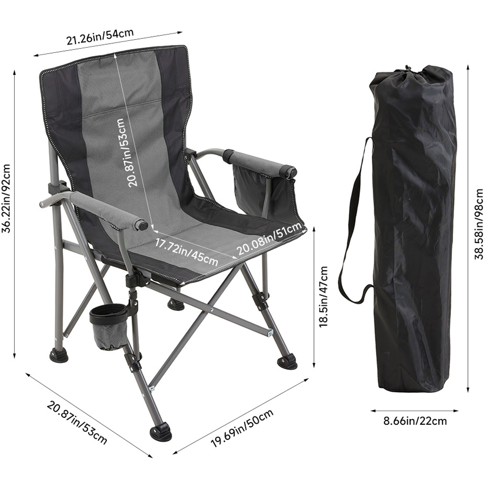 Living and Home Grey Portable Folding Camping Chair Image 9