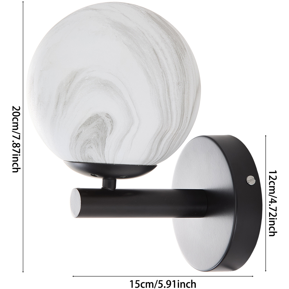 Living and Home E27 Screw Black Iron Marble Textured Glass Shade Wall Light 20cm Image 8