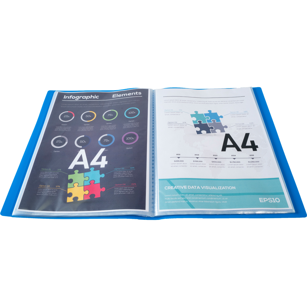 Exacompta A4 100 Pocket Light Blue Polypropylene Display Book 8 Pack Image 3