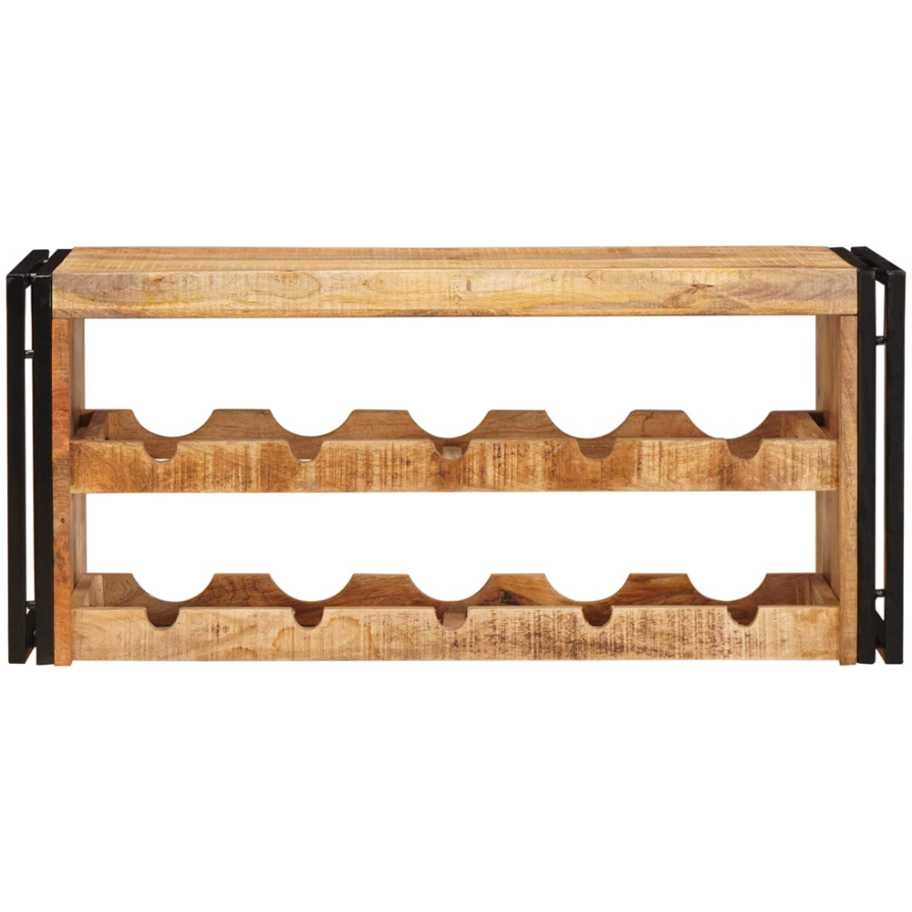 vidaXL 10 Bottle Brown Solid Rough Mango Wood Wall Mounted Wine Rack Image 2