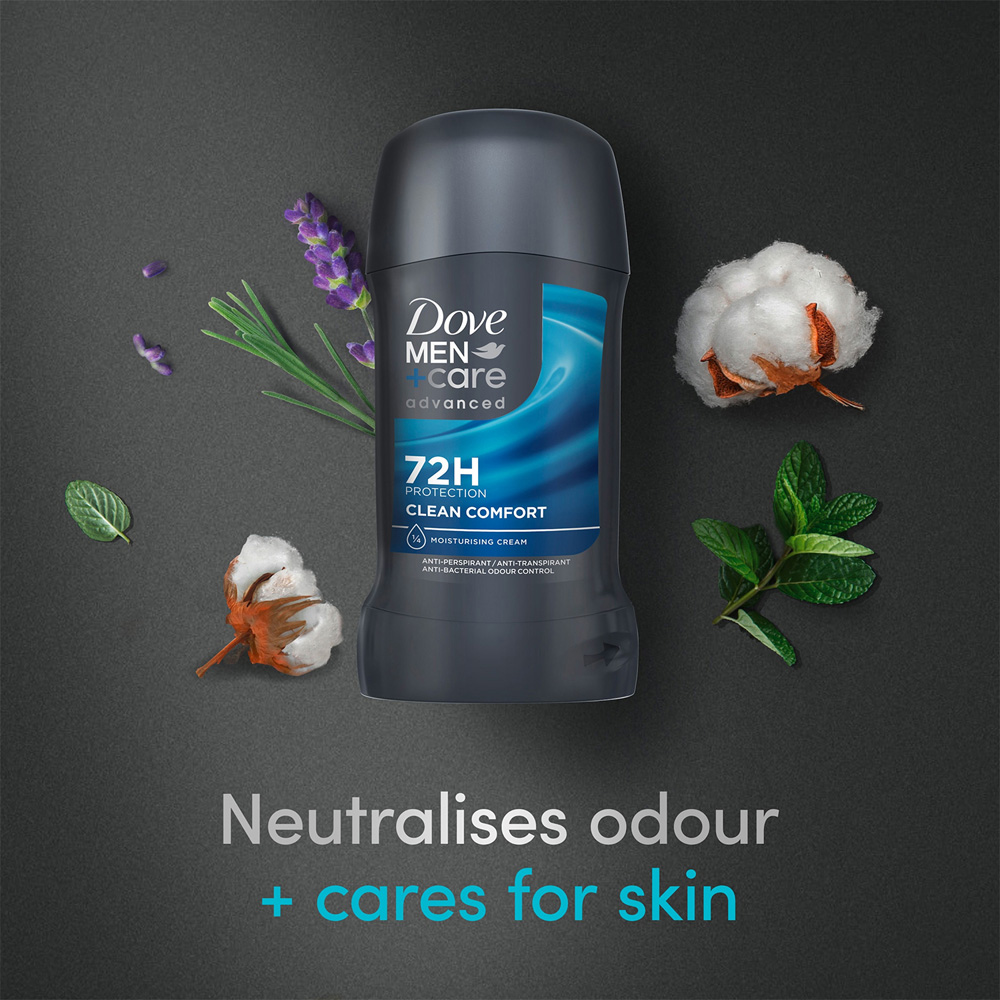 Dove Men+Care 72H Sweat Protection Clean Comfort Anti-Perspirant Deo Stick 50ml 3 Pack Image 6