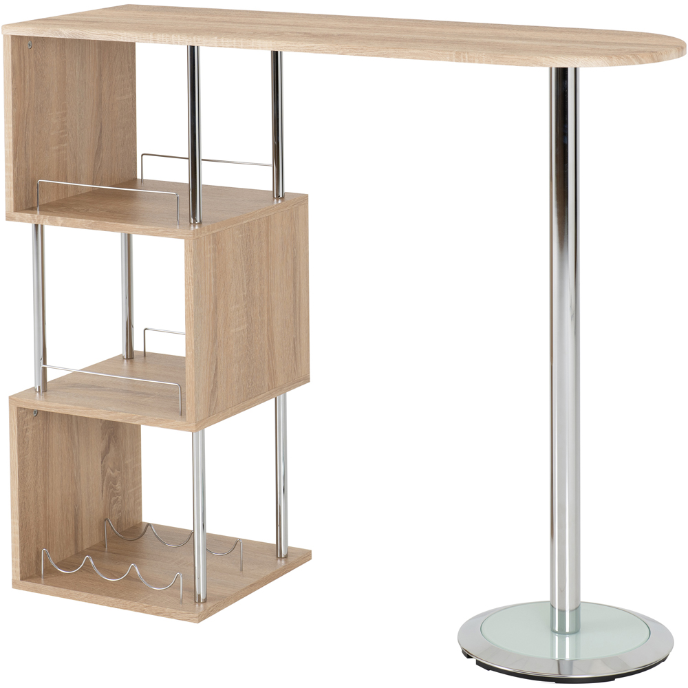 Seconique Charisma Chrome Light Sonoma Oak Home Bar Table Image 2
