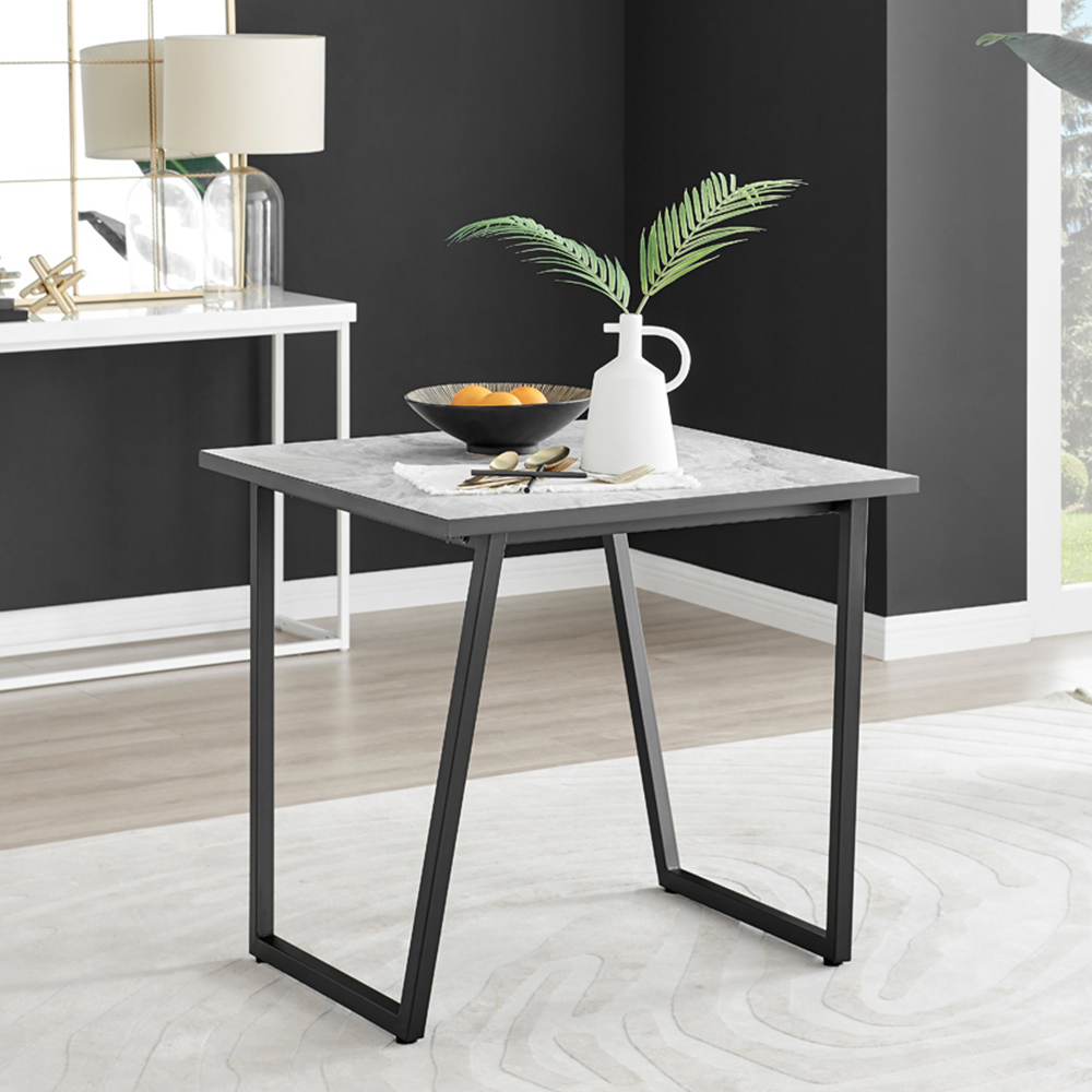 Furniturebox Copeland 2 Seater Dining Table White Marble Effect and Black Image 8