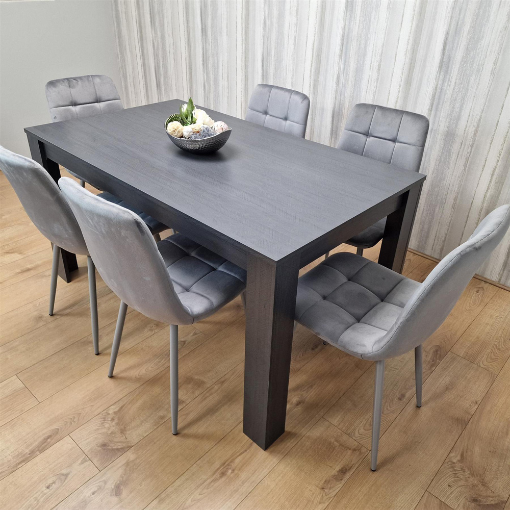 Kosy Koala 6 Seater Velvet Arrow Design Dining Set Grey Image 6