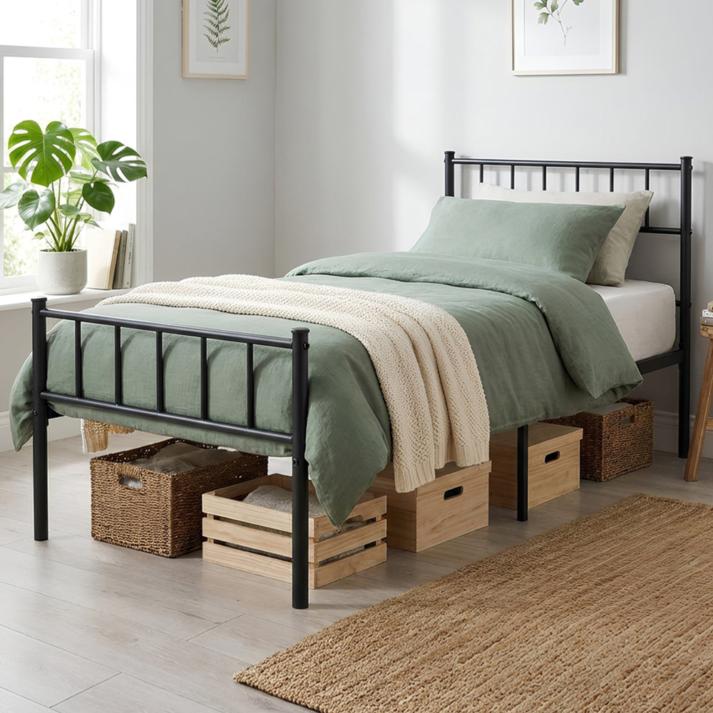 Harbour Housewares Black Single Metal Bed Frame Image 1