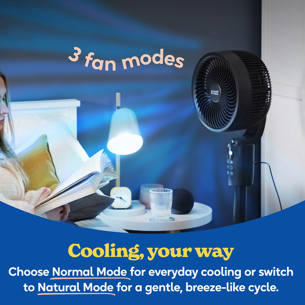Russell Hobbs 3-in-1 Black Height Adjustable Oscillating Pedestal Circulator Fan with Remote 40 inch Image 7